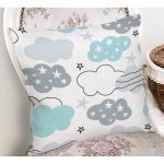 - merry christmas - Realhomes Realhomes Açık Mavi Bulut Motifli Özel Tasarım Dijital Baskılı Modern Yastık Kırlent Kılıfı Realhomes