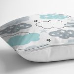 - merry christmas - Realhomes Realhomes Açık Mavi Bulut Motifli Özel Tasarım Dijital Baskılı Modern Yastık Kırlent Kılıfı Realhomes