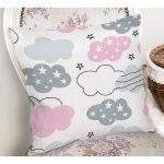 Realhomes Açık Pembe Bulut Motifli Özel Tasarım Dijital Baskılı Modern Yastık Kırlent Kılıfı Realhomes