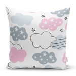Realhomes Açık Pembe Bulut Motifli Özel Tasarım Dijital Baskılı Modern Yastık Kırlent Kılıfı Realhomes