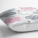 Realhomes Açık Pembe Bulut Motifli Özel Tasarım Dijital Baskılı Modern Yastık Kırlent Kılıfı Realhomes