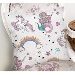 Realhomes Unicorn ve Deniz Kızı Tasarımlı Dijital Baskılı Modern Yastık Kırlent Kılıfı Realhomes