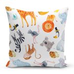 - Rh-K1045 - Realhomes  Realhomes Sevimli Hayvanlar Çizimli Özel Tasarım Dijital Baskılı Modern Yastık Kırlent Kılıfı Realhomes