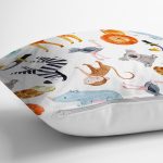 - Rh-K1045-2 - Realhomes  Realhomes Sevimli Hayvanlar Çizimli Özel Tasarım Dijital Baskılı Modern Yastık Kırlent Kılıfı Realhomes