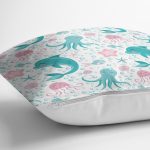 - Печать - Realhomes Realhomes Deniz Motifli Gülen Yunus Tasarımlı Dijital Baskılı Modern Yastık Kırlent Kılıfı Realhomes