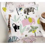 Realhomes Hayvanat Bahçesi Konseptli Hayvan Motifli Özel Tasarım Dijital Baskılı Modern Yastık Kırlent Kılıfı Realhomes
