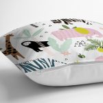 Realhomes Hayvanat Bahçesi Konseptli Hayvan Motifli Özel Tasarım Dijital Baskılı Modern Yastık Kırlent Kılıfı Realhomes