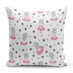 - Rh-K1049 - Realhomes Realhomes Dans Eden Unicorn Çizimli Özel Tasarım Dijital Baskılı Modern Yastık Kırlent Kılıfı Realhomes