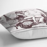 Motorcu Desenli Dijital Baskılı Dekoratif Modern Yastık Kırlent Kılıfı Realhomes