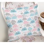 Realhomes Hello Baby Renkli Bulutlar Özel Tasarım Dijital Baskılı Modern Yastık Kırlent Kılıfı Realhomes