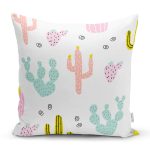 Realhomes Renkli Kaktüs Motifli Özel Tasarım Dijital Baskılı Modern Yastık Kırlent Kılıfı Realhomes