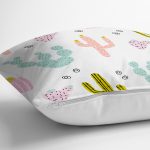 Realhomes Renkli Kaktüs Motifli Özel Tasarım Dijital Baskılı Modern Yastık Kırlent Kılıfı Realhomes