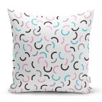 - Rh-K1057 - Realhomes Realhomes Renkli Oval Çizgi Tasarımlı Dijital Baskılı Modern Yastık Kırlent Kılıfı Realhomes