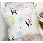 - Web - Realhomes  Realhomes Ay Üstünde Panda Tasarımlı Dijital Baskılı Modern Yastık Kırlent Kılıfı Realhomes