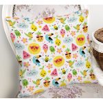 - Rh-K1063-1 - Realhomes Realhomes Renkli Çizimli Özel Tasarım Dijital Baskılı Modern Yastık Kırlent Kılıfı Realhomes