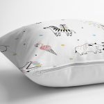 - decorative safari illustration - Realhomes Realhomes Sevimli Hayvan Çizimli Özel Tasarım Dijital Baskılı Modern Yastık Kırlent Kılıfı Realhomes