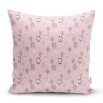 Realhomes Balonlu Ayıcık Tasarımlı Dijital Baskılı Modern Yastık Kırlent Kılıfı Realhomes