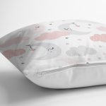 - Print - Realhomes  Realhomes Renkli Ay Bulut Motifli Özel Tasarım Dijital Baskılı Modern Yastık Kırlent Kılıfı Realhomes