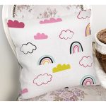 - Print - Realhomes Realhomes Bulut ve Gökkuşağı Çizimli Özel Tasarım Dijital Baskılı Modern Yastık Kırlent Kılıfı Realhomes