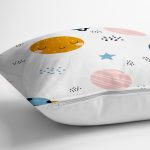 Realhomes Gezegen Çizimli Özel Tasarım Dijital Baskılı Modern Yastık Kırlent Kılıfı Realhomes