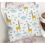 - Rh-K1077-1 - Realhomes Realhomes Mavi Bulut Sarı Zürafalar Özel Tasarım Dijital Baskılı Modern Yastık Kırlent Kılıfı Realhomes