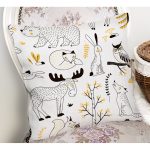 Realhomes Sevimli Hayvanlar Çizimli Özel Tasarım Dijital Baskılı Modern Yastık Kırlent Kılıfı Realhomes