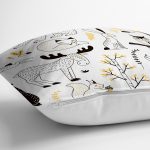 Realhomes Sevimli Hayvanlar Çizimli Özel Tasarım Dijital Baskılı Modern Yastık Kırlent Kılıfı Realhomes