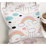 - Print - Realhomes Realhomes Gökkuşağı Motifli Özel Tasarım Dijital Baskılı Modern Yastık Kırlent Kılıfı Realhomes