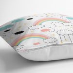 - Print - Realhomes Realhomes Gökkuşağı Motifli Özel Tasarım Dijital Baskılı Modern Yastık Kırlent Kılıfı Realhomes