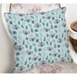 Realhomes Mavi Zeminde Panda Motifli Özel Tasarım Dijital Baskılı Modern Yastık Kırlent Kılıfı Realhomes