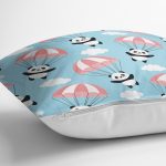 Realhomes Paraşütlü Panda Motifli Özel Tasarım Dijital Baskılı Modern Yastık Kırlent Kılıfı Realhomes