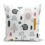 - Печать - Realhomes Realhomes Ayıcık ve Hayvanlar Motifli Özel Tasarım Dijital Baskılı Modern Yastık Kırlent Kılıfı Realhomes