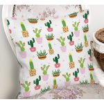 Realhomes Minik Kaktüs Tasarımlı Dijital Baskılı Modern Yastık Kırlent Kılıfı Realhomes