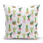 Realhomes Minik Kaktüs Tasarımlı Dijital Baskılı Modern Yastık Kırlent Kılıfı Realhomes