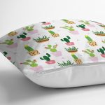 Realhomes Minik Kaktüs Tasarımlı Dijital Baskılı Modern Yastık Kırlent Kılıfı Realhomes