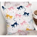 - Rh-K1101-1 - Realhomes Realhomes Renkli Maymun Tasarımlı Dijital Baskılı Modern Yastık Kırlent Kılıfı Realhomes