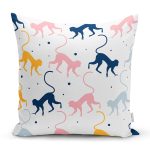 - Rh-K1101 - Realhomes Realhomes Renkli Maymun Tasarımlı Dijital Baskılı Modern Yastık Kırlent Kılıfı Realhomes