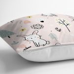 - Seamless vector background with rabbits - Realhomes Realhomes Sevimli Tavşan Çizimli Özel Tasarım Dijital Baskılı Modern Yastık Kırlent Kılıfı Realhomes