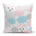 - Печать - Realhomes Realhomes Renkli Bulutlar Tasarımlı Dijital Baskılı Modern Yastık Kırlent Kılıfı Realhomes