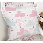 - Печать - Realhomes Realhomes Renkli Bulutlar Motifli Özel Tasarım Dijital Baskılı Modern Yastık Kırlent Kılıfı Realhomes