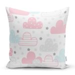 - Печать - Realhomes Realhomes Renkli Bulutlar Motifli Özel Tasarım Dijital Baskılı Modern Yastık Kırlent Kılıfı Realhomes