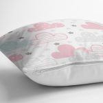 - Печать - Realhomes Realhomes Renkli Bulutlar Motifli Özel Tasarım Dijital Baskılı Modern Yastık Kırlent Kılıfı Realhomes