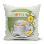 Çay Saati Temalı Dijital Baskılı Dekoratif Modern Yastık Kırlent Kılıfı Realhomes