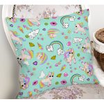 - Rh-K1113-1 - Realhomes Realhomes Unicorn Gökkuşağı Motifli Özel Tasarım Dijital Baskılı Modern Yastık Kırlent Kılıfı Realhomes