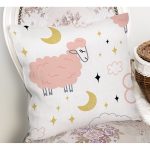 Realhomes Pembe Keçi Motifli Özel Tasarım Dijital Baskılı Modern Yastık Kırlent Kılıfı Realhomes