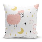 Realhomes Pembe Keçi Motifli Özel Tasarım Dijital Baskılı Modern Yastık Kırlent Kılıfı Realhomes