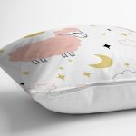 Realhomes Pembe Keçi Motifli Özel Tasarım Dijital Baskılı Modern Yastık Kırlent Kılıfı Realhomes