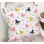 - Rh-K1117-1 - Realhomes Realhomes Renkli Unicorn At Tasarımlı Dijital Baskılı Modern Yastık Kırlent Kılıfı Realhomes