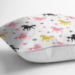 - Rh-K1117-2 - Realhomes Realhomes Renkli Unicorn At Tasarımlı Dijital Baskılı Modern Yastık Kırlent Kılıfı Realhomes