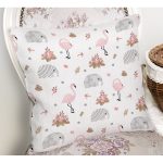 Realhomes Flamingo ve Fil Motifli Özel Tasarım Dijital Baskılı Modern Yastık Kırlent Kılıfı Realhomes